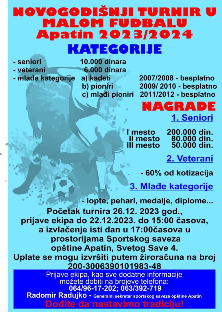 Почеле пријаве за Новогодишњи турнир у малом фудбалу